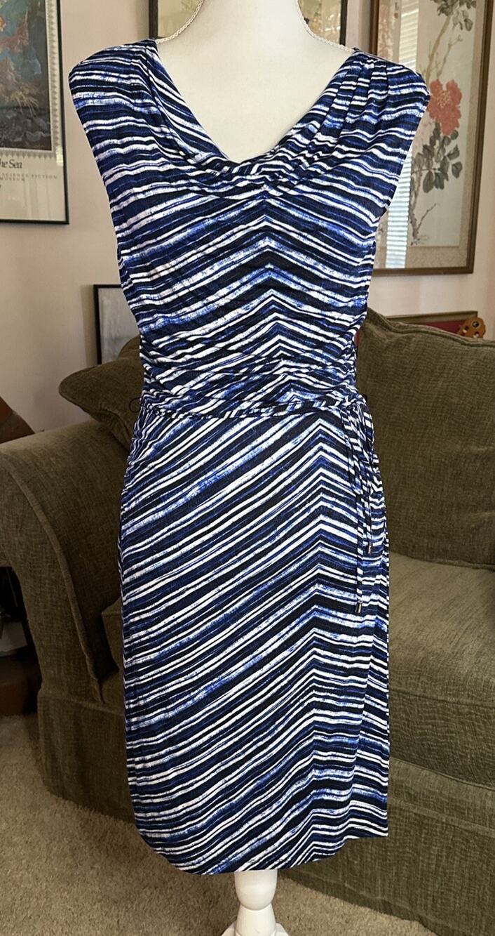 Calvin Klein Blue Mesh Belted Dress Size XS